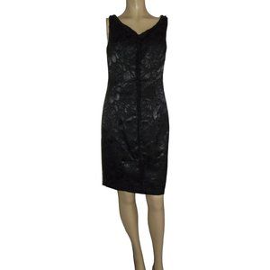 Luxe by Carmen Size 4 Black Sleeveless Sheath Dress double v-neck lined small